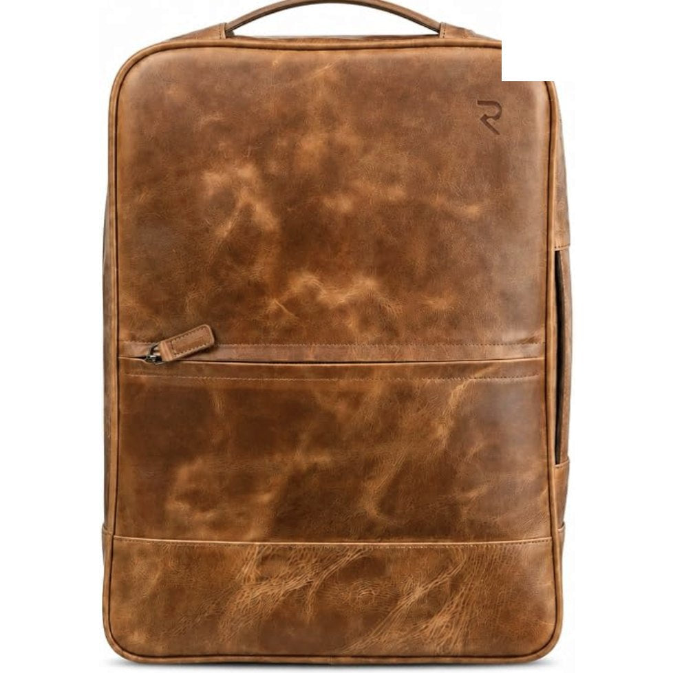 RAVEO Convertible Leather Backpack in Cognac