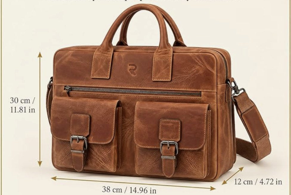 RAVEO Heritage Leather Briefcase – size