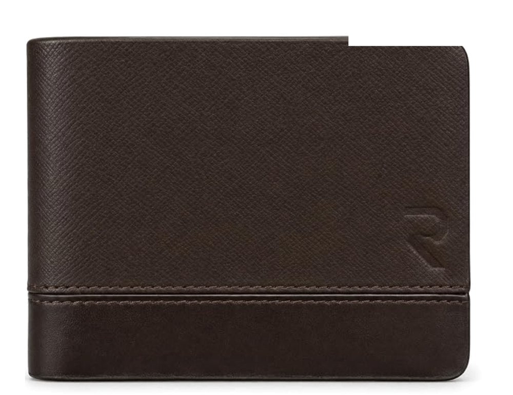 RAVEO Saffiano Two-Tone Wallet in Dark Brown